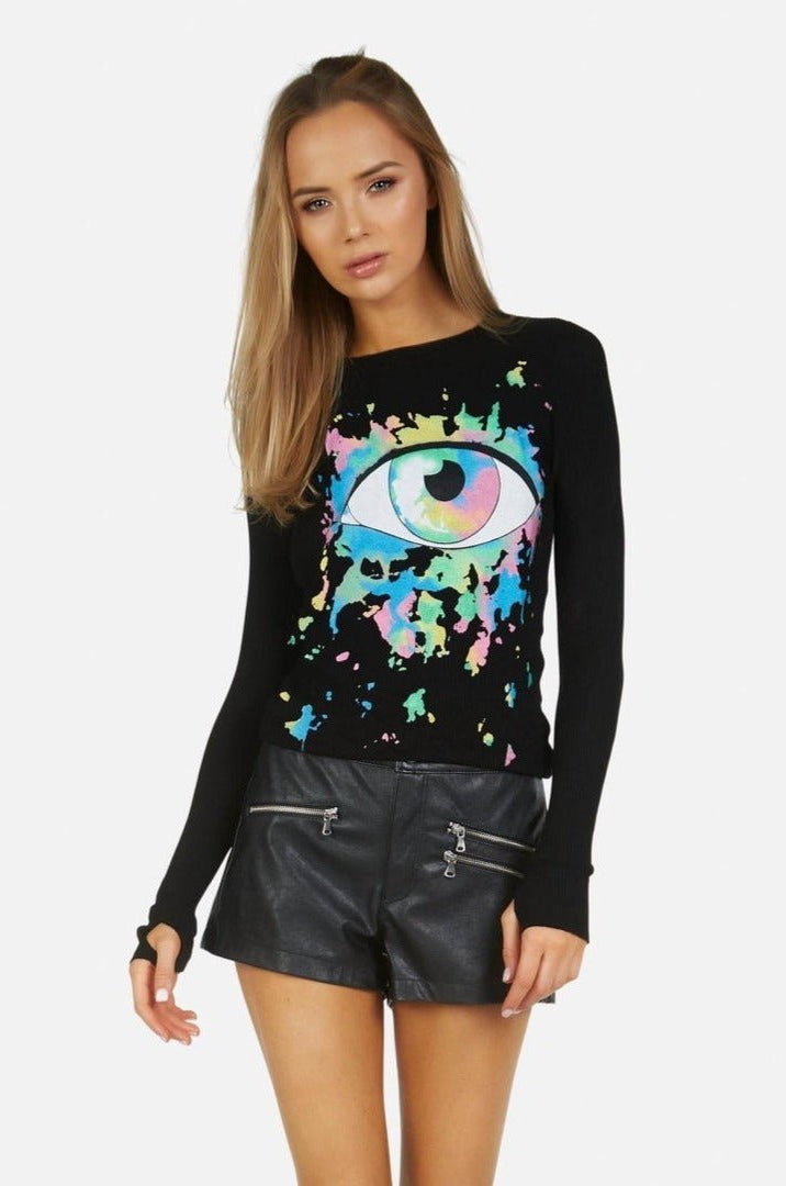 Shop Lauren Moshi Lauren Moshi McKinley X Watercolor Eye Thermal Top Long Sleeved Top for women – premium loungewear and festival fashion at Spoiled Brat