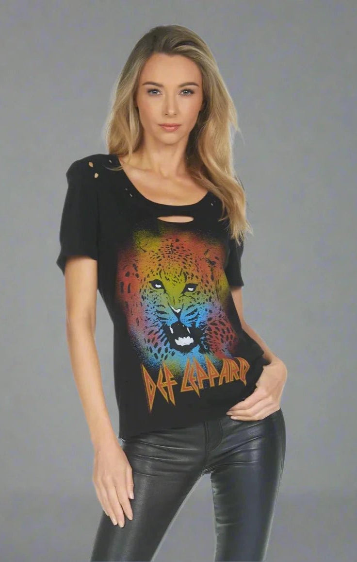 Shop Lauren Moshi Lauren Moshi Myra Def Leppard Leopard T-Shirt T-Shirt for women – premium loungewear and festival fashion at Spoiled Brat