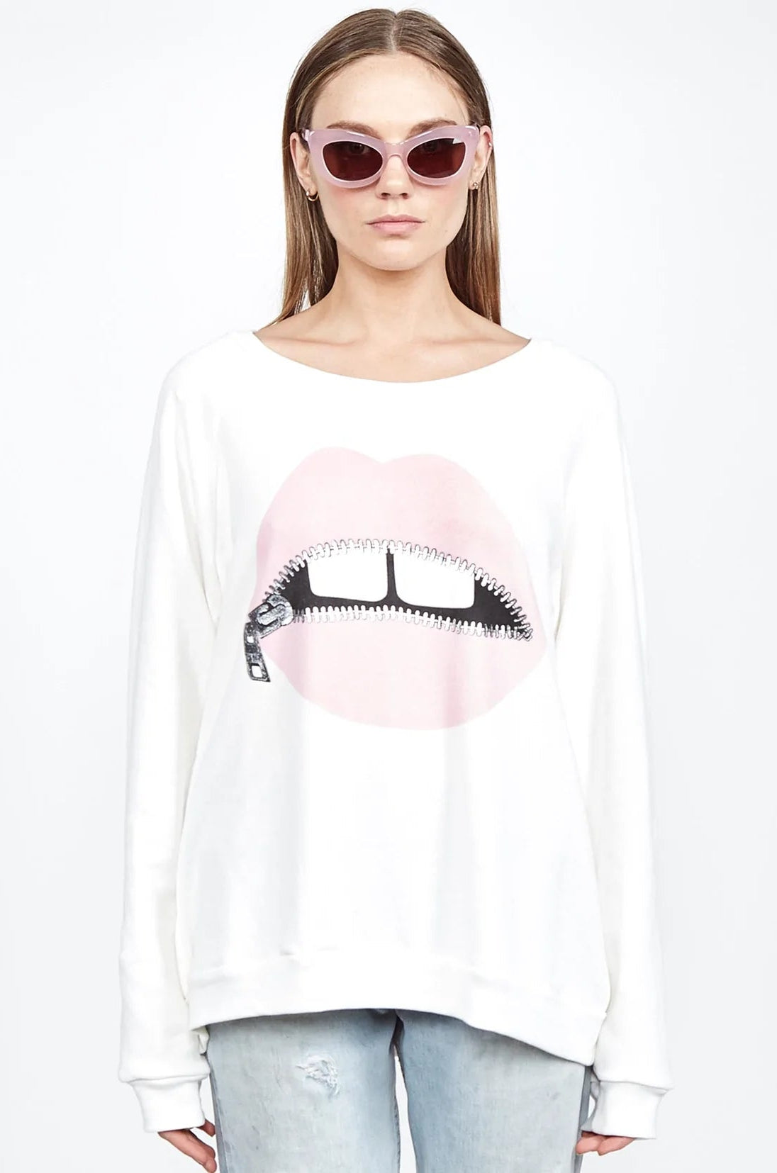 Shop Lauren Moshi Lauren Moshi Noleta Zipper Mouth Sweatshirt Sweater for women – premium loungewear and festival fashion at Spoiled Brat