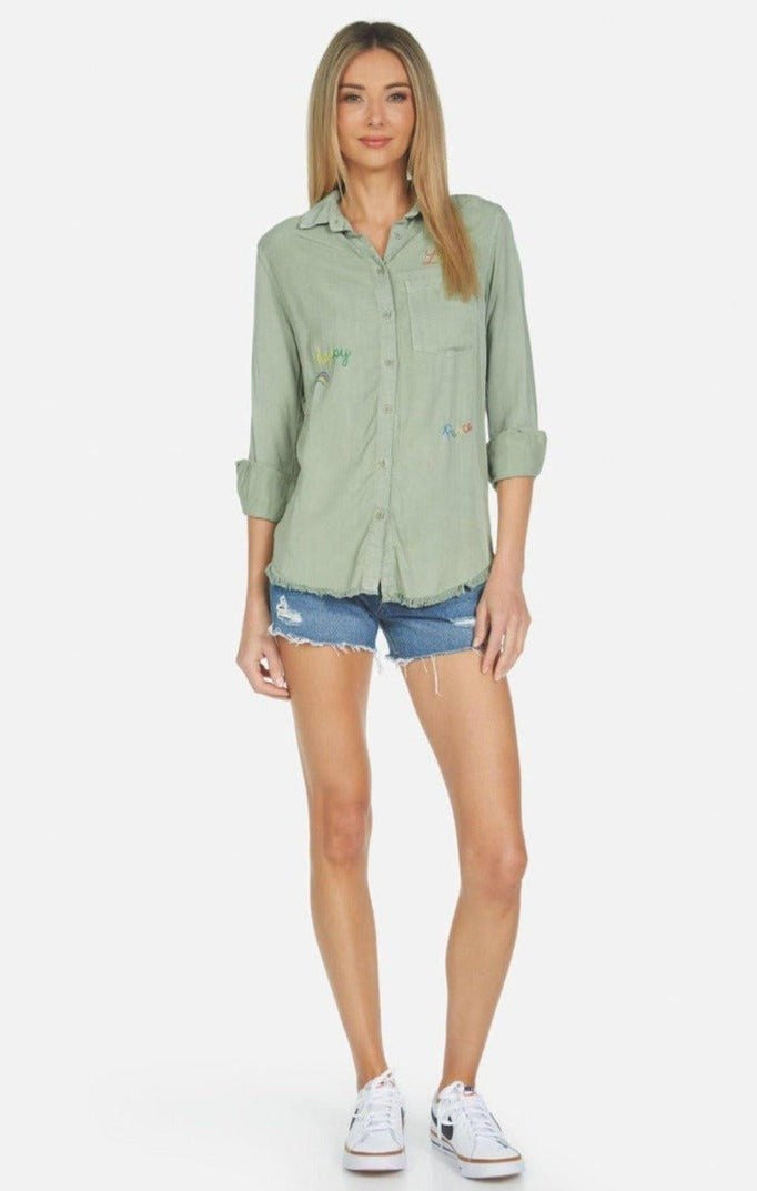 Shop Lauren Moshi Lauren Moshi Sloane Sloane Hippie Girl Denim Shirt Denim Shirt for women – premium loungewear and festival fashion at Spoiled Brat