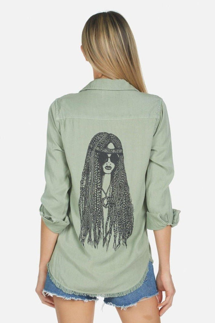 Shop Lauren Moshi Lauren Moshi Sloane Sloane Hippie Girl Denim Shirt Denim Shirt for women – premium loungewear and festival fashion at Spoiled Brat