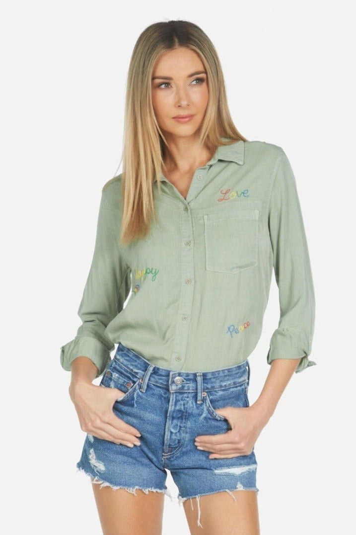 Shop Lauren Moshi Lauren Moshi Sloane Sloane Hippie Girl Denim Shirt Denim Shirt for women – premium loungewear and festival fashion at Spoiled Brat