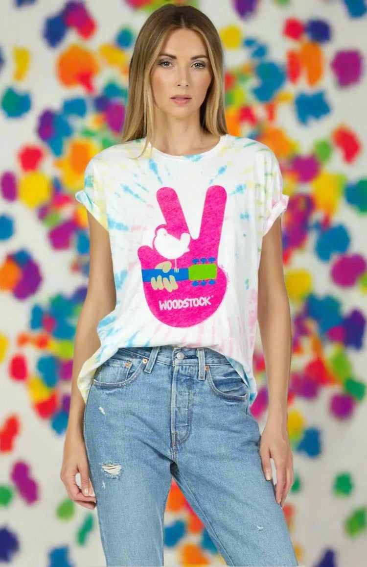 Shop Lauren Moshi Lauren Moshi Wolf Woodstock Peace Tee T-Shirt for women – premium loungewear and festival fashion at Spoiled Brat