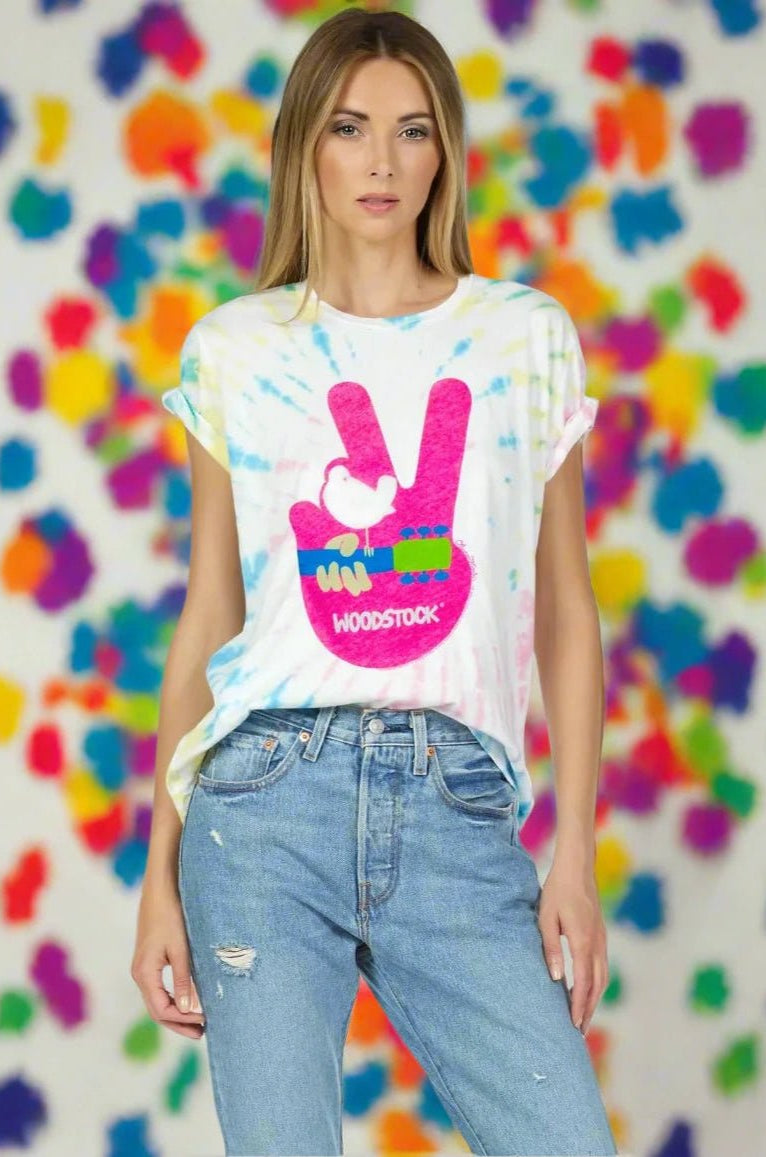 Shop Lauren Moshi Lauren Moshi Wolf Woodstock Peace Tee T-Shirt for women – premium loungewear and festival fashion at Spoiled Brat