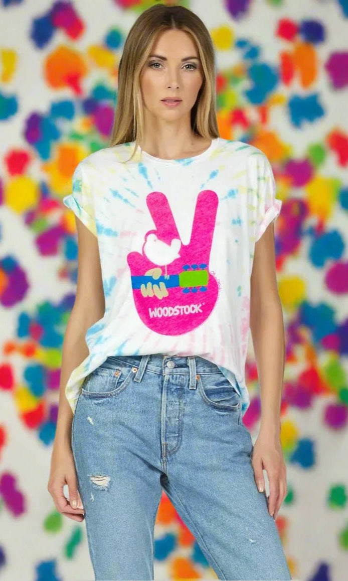 Shop Lauren Moshi Lauren Moshi Wolf Woodstock Peace Tee T-Shirt for women – premium loungewear and festival fashion at Spoiled Brat