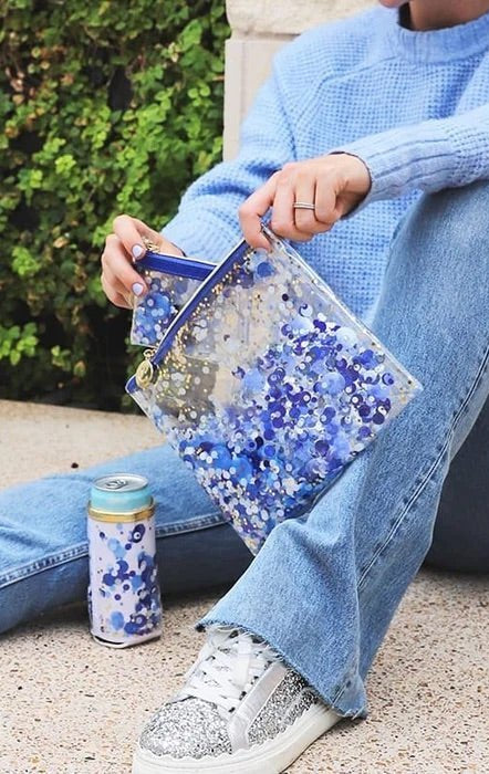 Shop Packed Party Packed Party Spirit Squad True Blue Confetti Everything Pouch Clutch Bag for women – premium loungewear and festival fashion at Spoiled Brat