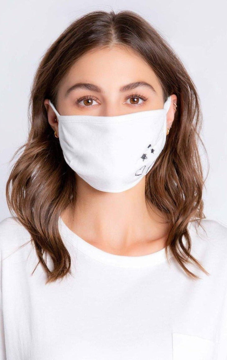 Shop PJ Salvage PJ Salvage Ivory Face Mask with Stars & Hearts Face Mask for women – premium loungewear and festival fashion at Spoiled Brat