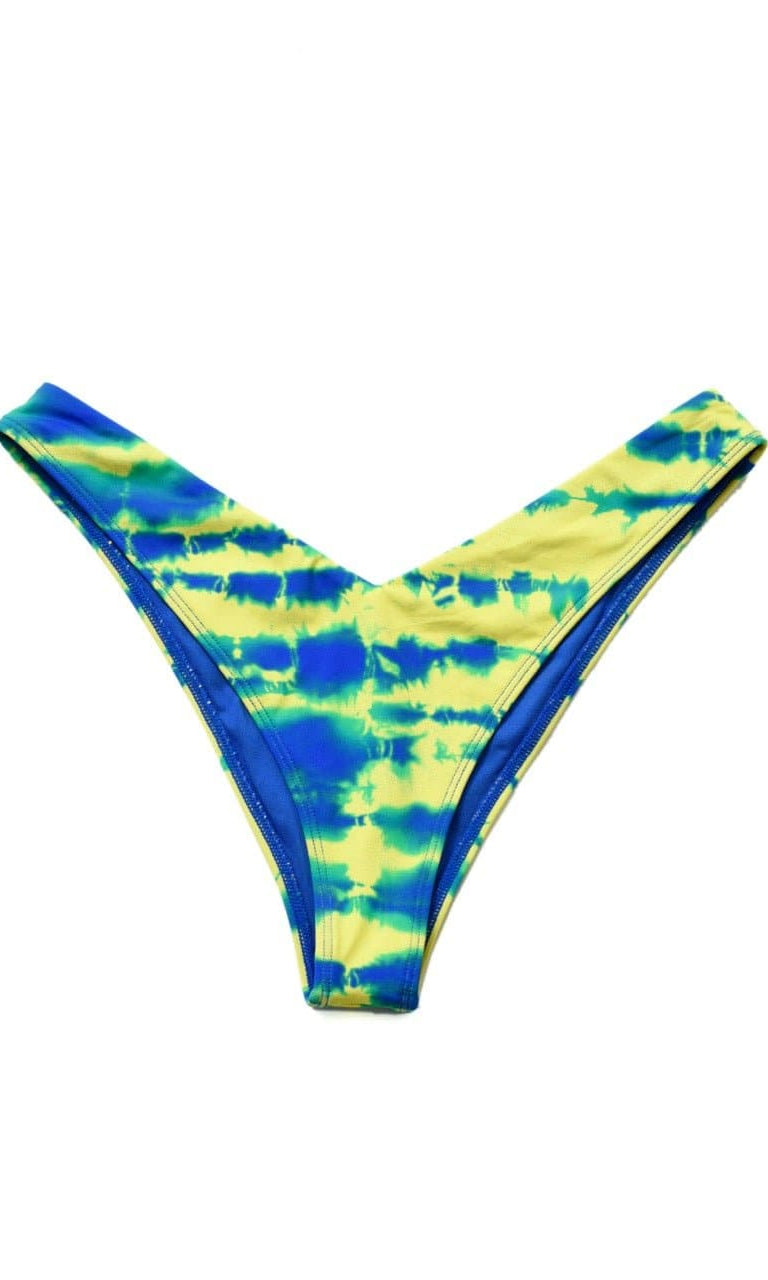 Bitching & Junkfood ZENDAYA Bikini Bottom Blue & Yellow Tie Dye Bikini Bottoms by Bitching & Junkfood as seen on celebrities