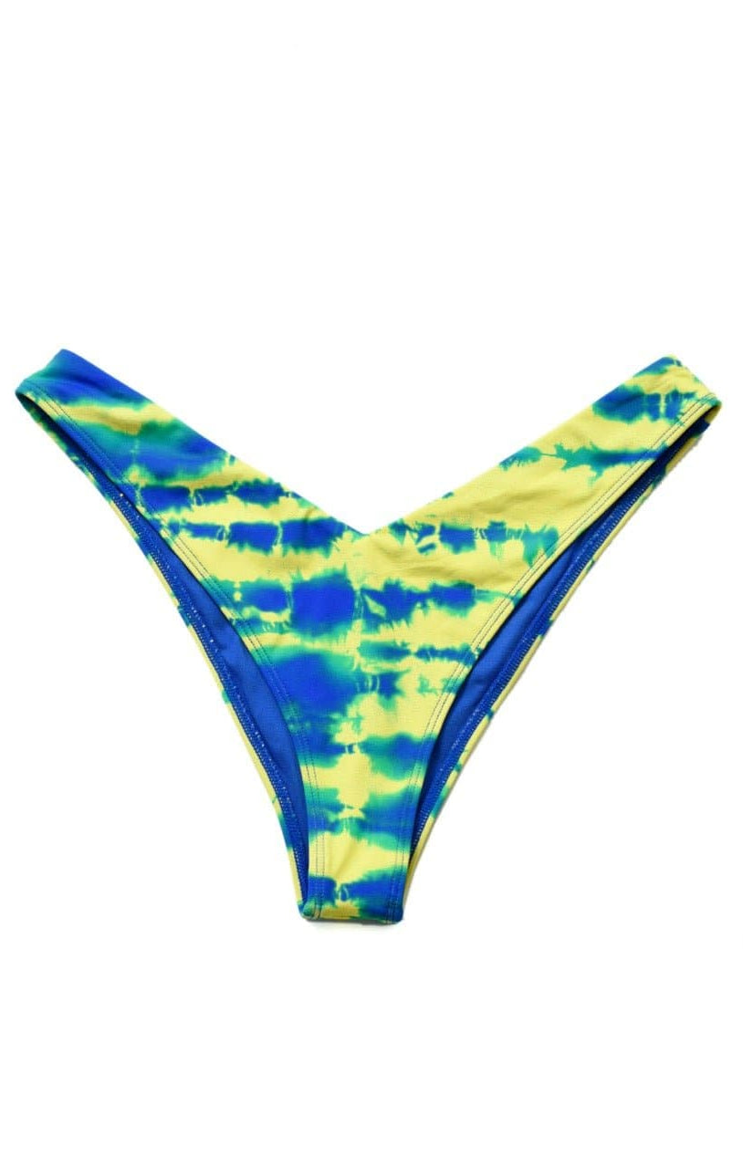 Shop Bitching & Junkfood Bitching & Junkfood ZENDAYA Bikini Bottom Blue & Yellow Tie Dye Bikini Bottoms for women – premium loungewear and festival fashion at Spoiled Brat