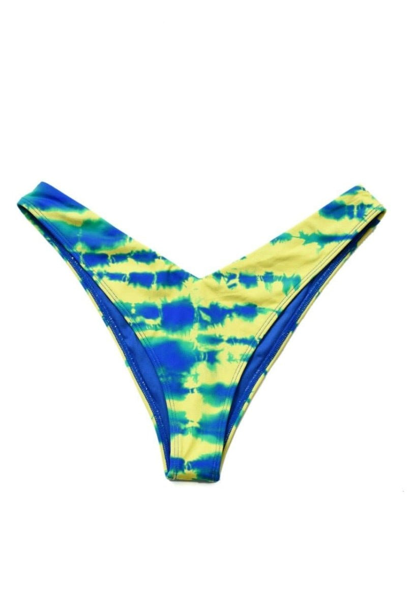 Shop Bitching & Junkfood Bitching & Junkfood ZENDAYA Bikini Bottom Blue & Yellow Tie Dye Bikini Bottoms for women – premium loungewear and festival fashion at Spoiled Brat