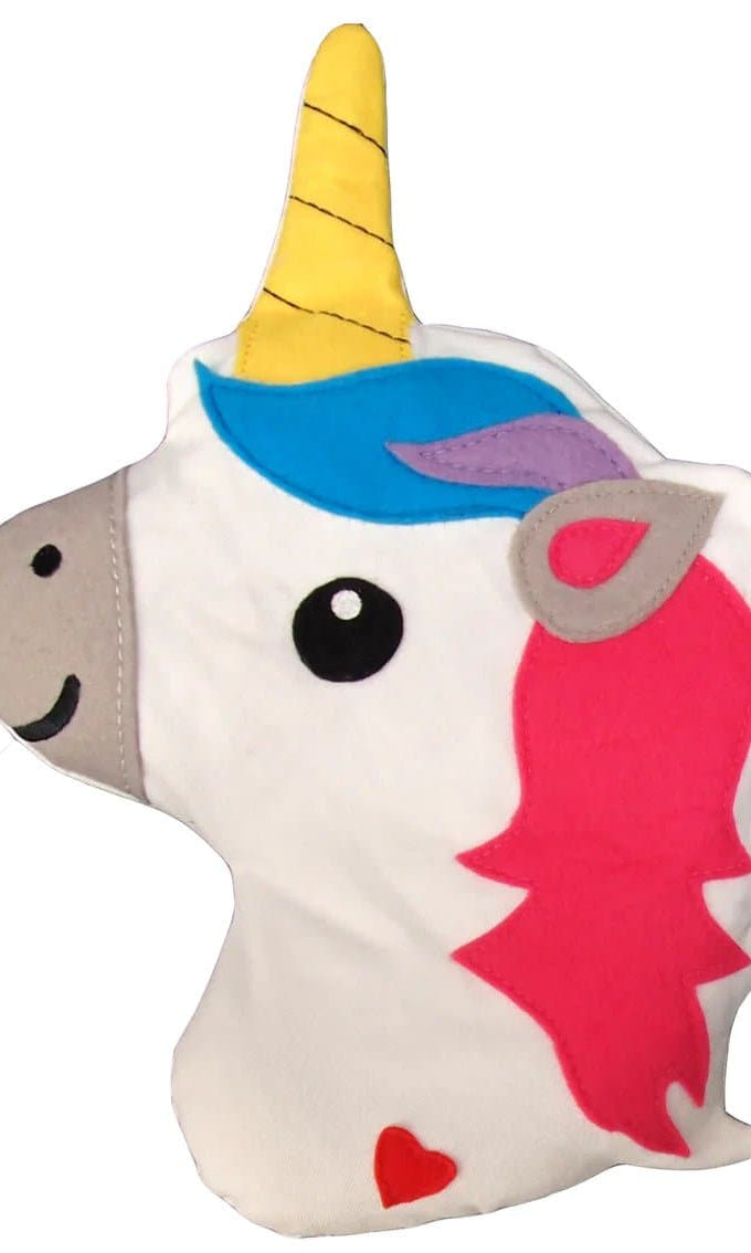 Bitten Design Huggable Unicorn Head Hot Water Bottle by Bitten as seen on celebrities