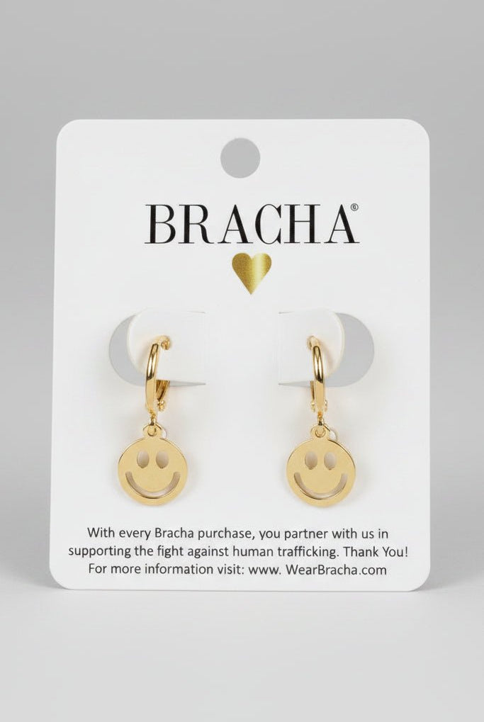 Shop Bracha Bracha Smiley Huggies Gold Hoop Earrings Earrings for women – premium loungewear and festival fashion at Spoiled Brat