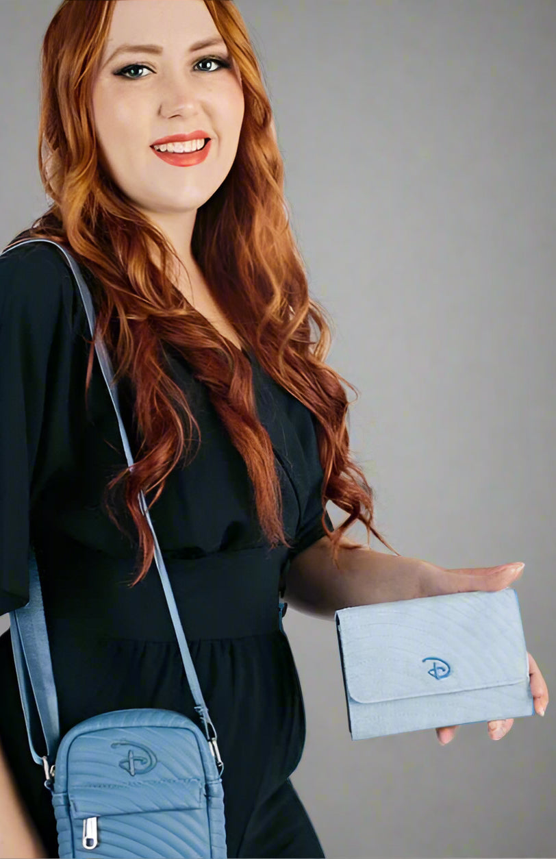 Buckle Down Disney Logo Sky Blue Fold Over Wallet Wallet by Buckle Down Products as seen on celebrities