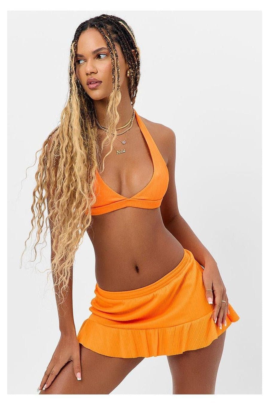 Frankies Bikinis Eden Plissé Halter Bikini Top Bikini Top by Frankies Bikinis as seen on celebrities