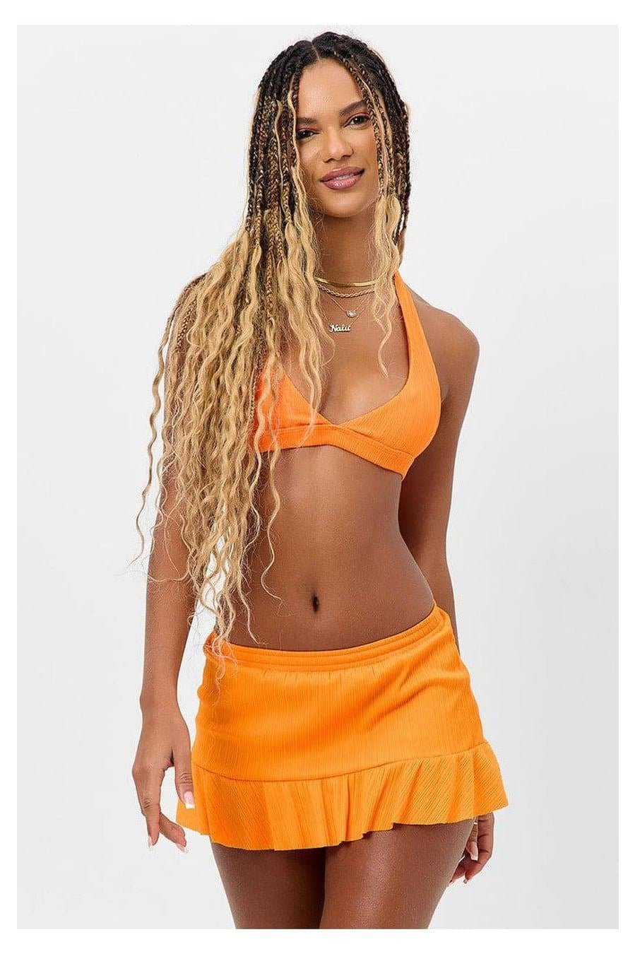 Frankies Bikinis Eden Plissé Halter Bikini Top Bikini Top by Frankies Bikinis as seen on celebrities