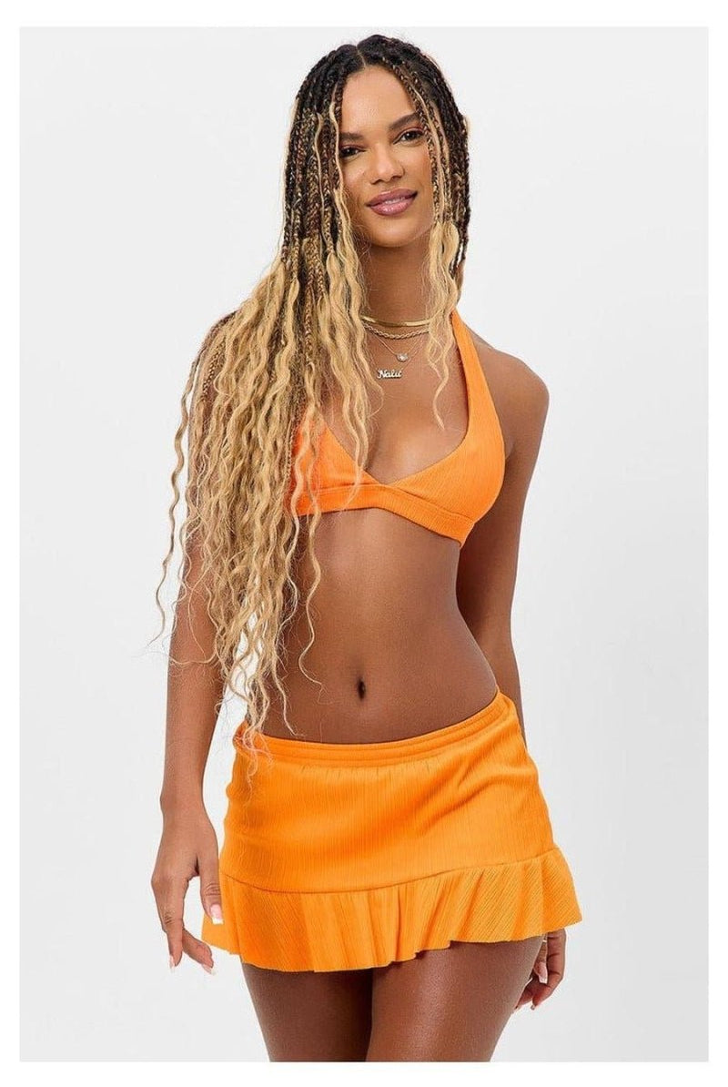 Shop Frankies Bikinis Frankies Bikinis Eden Plissé Halter Bikini Top Bikini Top for women – premium loungewear and festival fashion at Spoiled Brat
