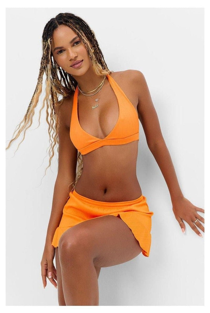 Shop Frankies Bikinis Frankies Bikinis Eden Plissé Halter Bikini Top Bikini Top for women – premium loungewear and festival fashion at Spoiled Brat
