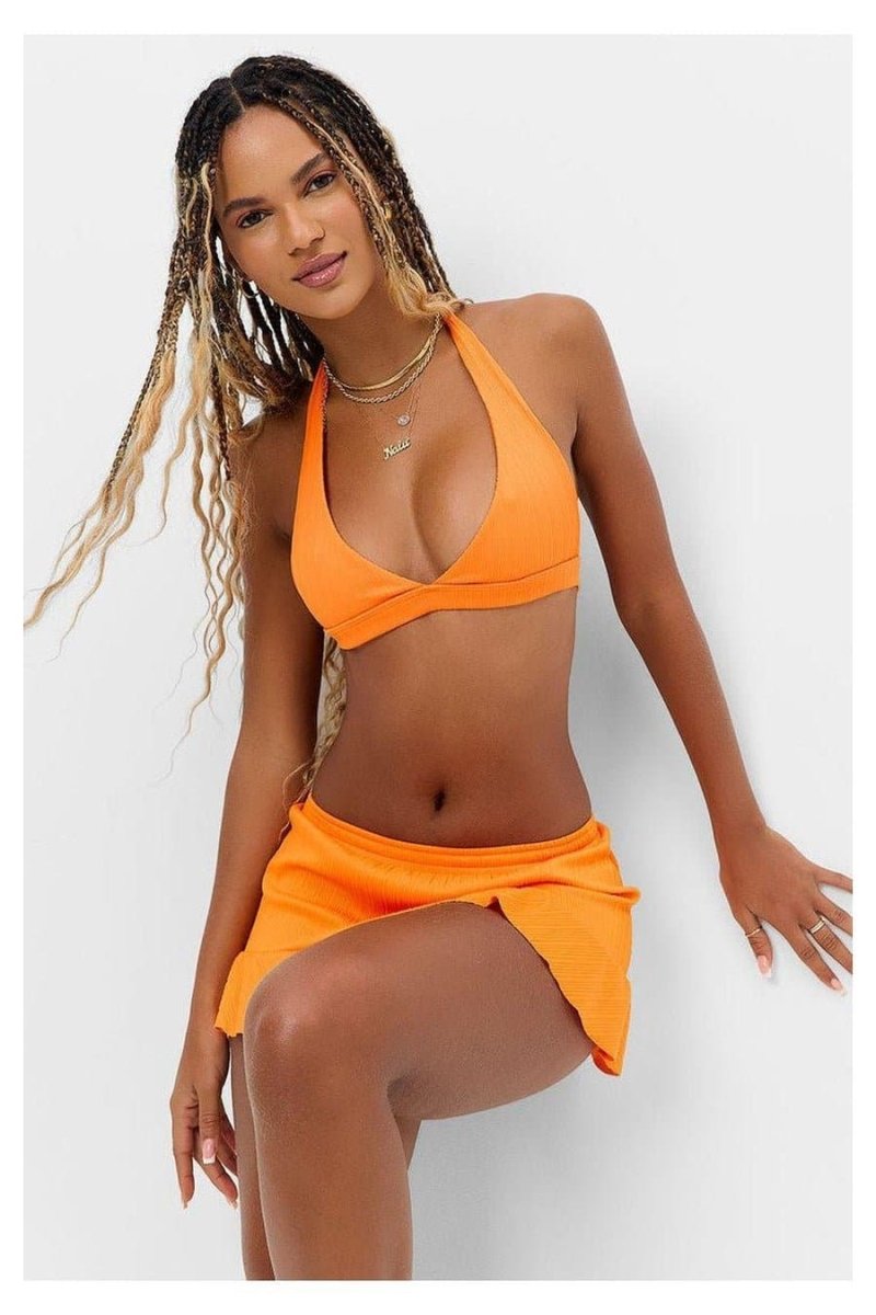 Shop Frankies Bikinis Frankies Bikinis Eden Plissé Halter Bikini Top Bikini Top for women – premium loungewear and festival fashion at Spoiled Brat