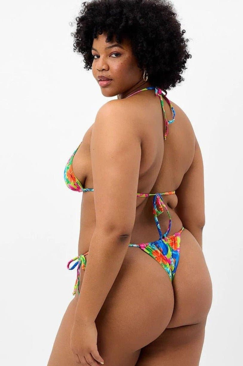 Frankies Bikinis Tia Floral String Bikini Bottom in Neon Surfer Bikini Bottoms by Frankies Bikinis as seen on celebrities
