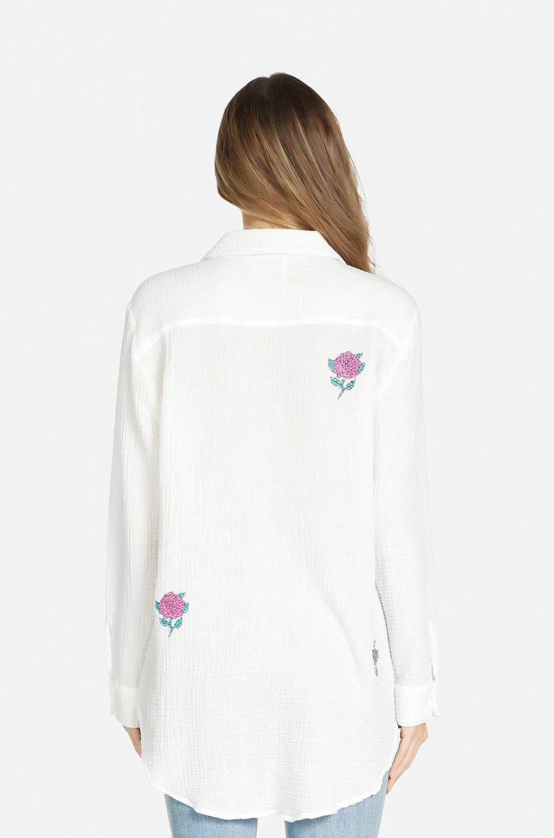 Shop Lauren Moshi Lauren Moshi Dara Crystal Roses Shirt Denim Shirt for women – premium loungewear and festival fashion at Spoiled Brat