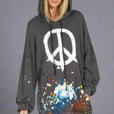 Lauren Moshi Desiree Brush Peace Hoodie Dress Hooded Sweatshirt by Lauren Moshi as seen on celebrities