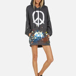 Lauren Moshi Desiree Brush Peace Hoodie Dress Hooded Sweatshirt by Lauren Moshi as seen on celebrities