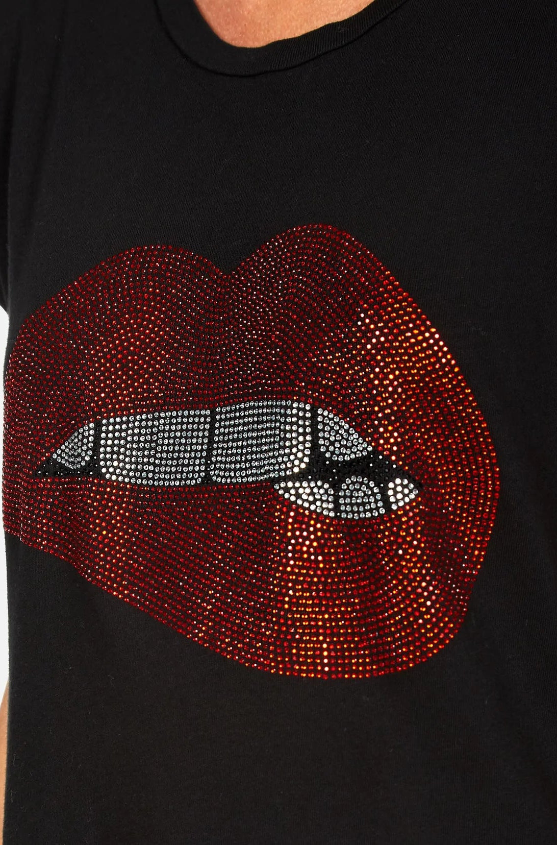 Lauren Moshi Edda Crystal Biting Lip T-Shirt T-Shirt by Lauren Moshi as seen on celebrities