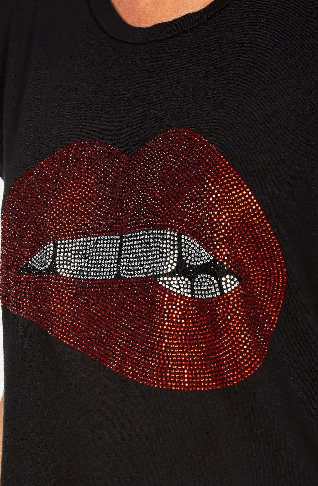 Lauren Moshi Edda Crystal Biting Lip T-Shirt T-Shirt by Lauren Moshi as seen on celebrities