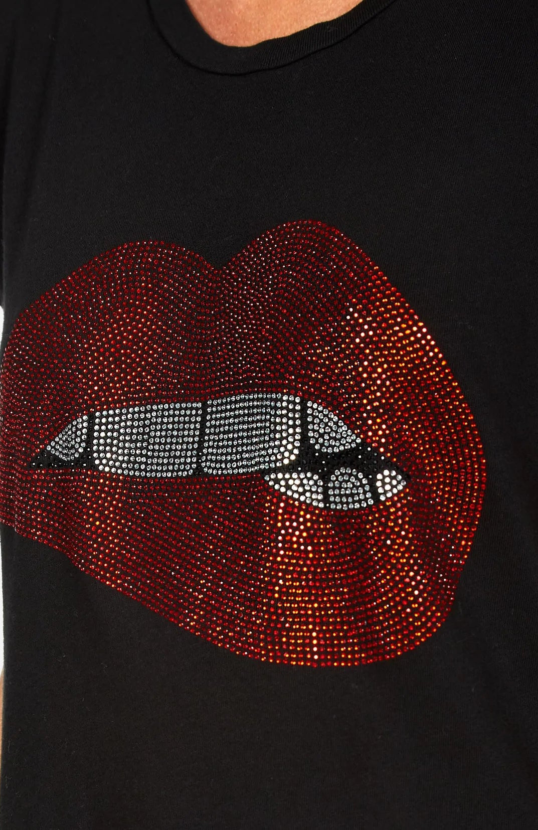Lauren Moshi Edda Crystal Biting Lip T-Shirt T-Shirt by Lauren Moshi as seen on celebrities