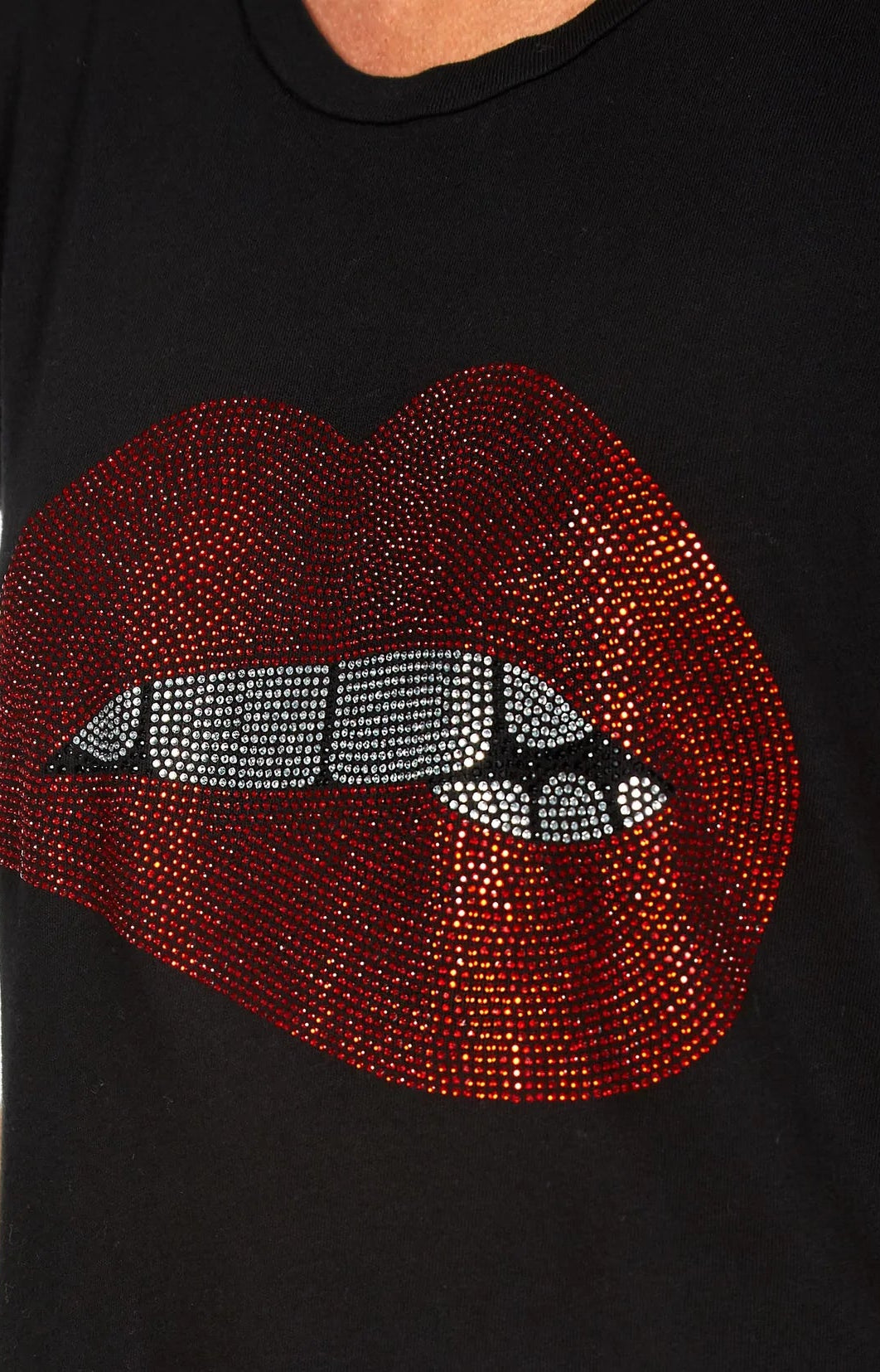 Lauren Moshi Edda Crystal Biting Lip T-Shirt T-Shirt by Lauren Moshi as seen on celebrities