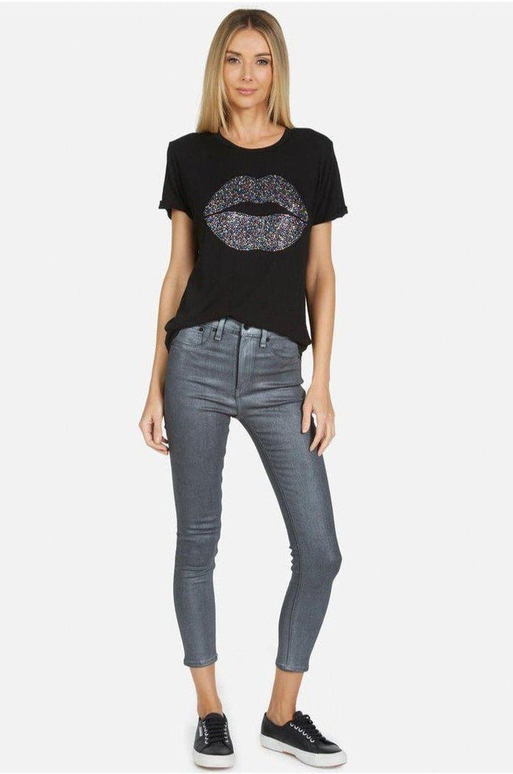 Lauren Moshi Edda Crystal Sprinkle Lip T-Shirt T-Shirt by Lauren Moshi as seen on celebrities