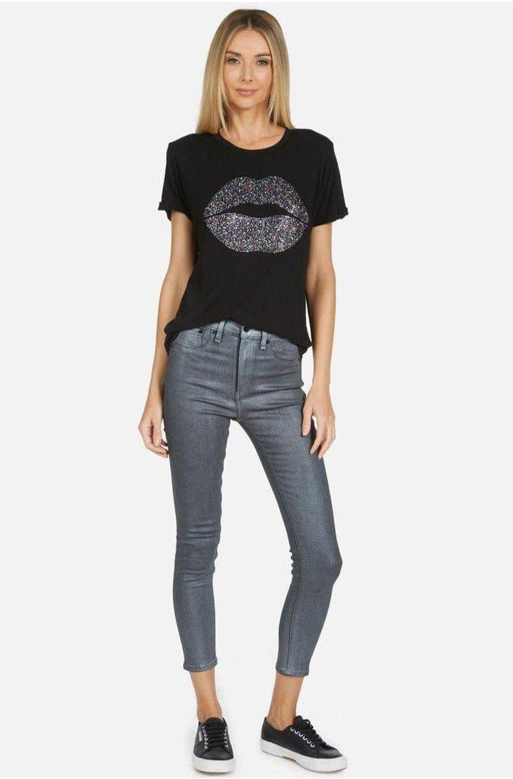 Lauren Moshi Edda Crystal Sprinkle Lip T-Shirt T-Shirt by Lauren Moshi as seen on celebrities