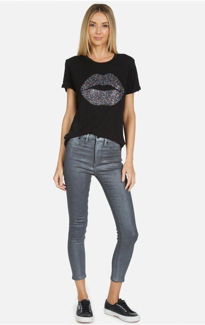Lauren Moshi Edda Crystal Sprinkle Lip T-Shirt T-Shirt by Lauren Moshi as seen on celebrities