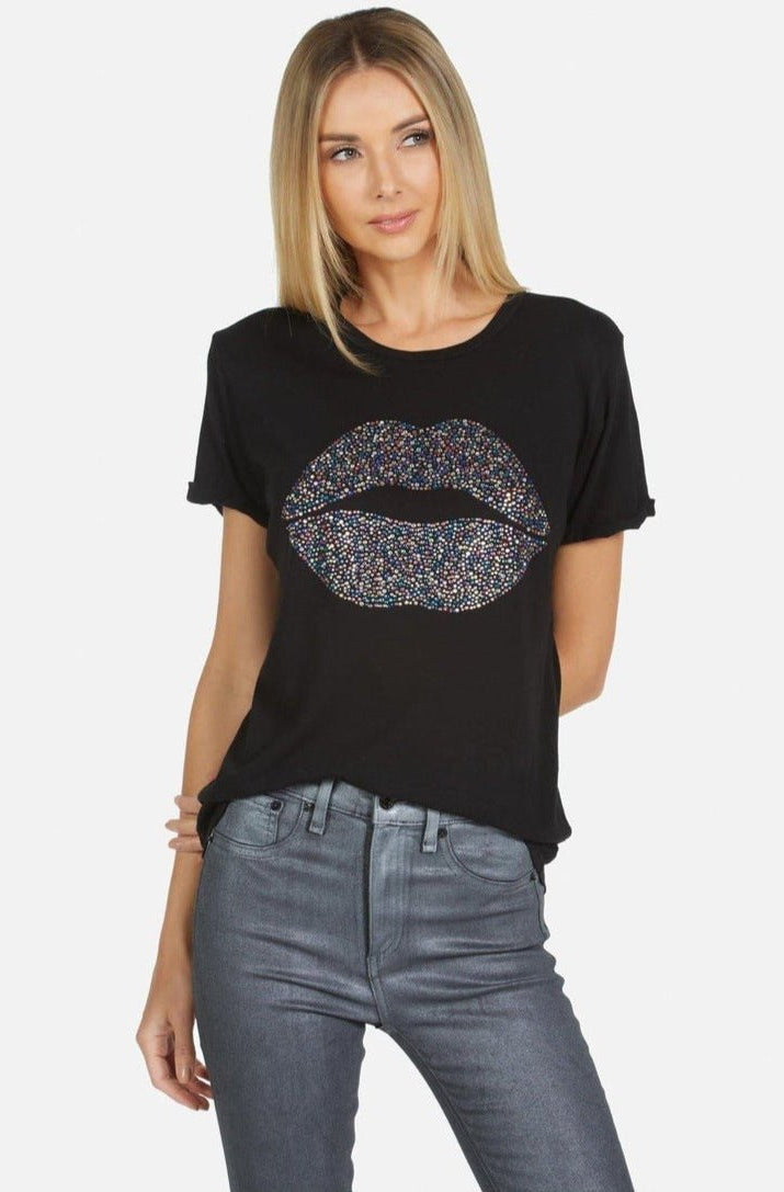 Lauren Moshi Edda Crystal Sprinkle Lip T-Shirt T-Shirt by Lauren Moshi as seen on celebrities