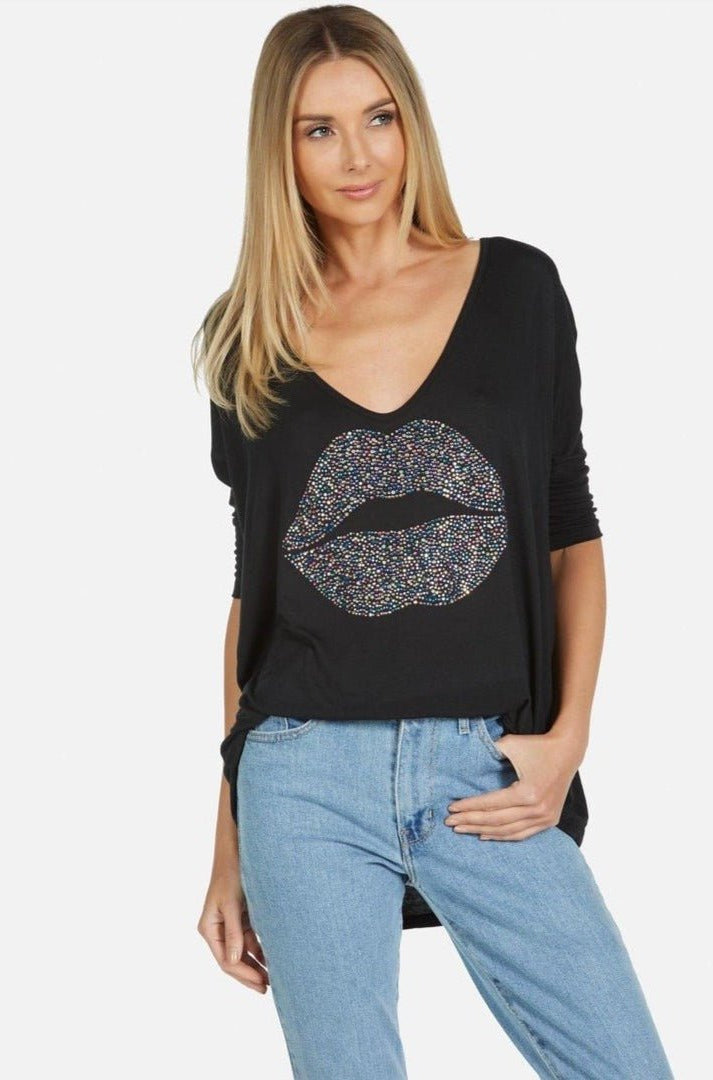 Lauren Moshi Eva Sprinkle Lip T-Shirt T-Shirt by Lauren Moshi as seen on celebrities