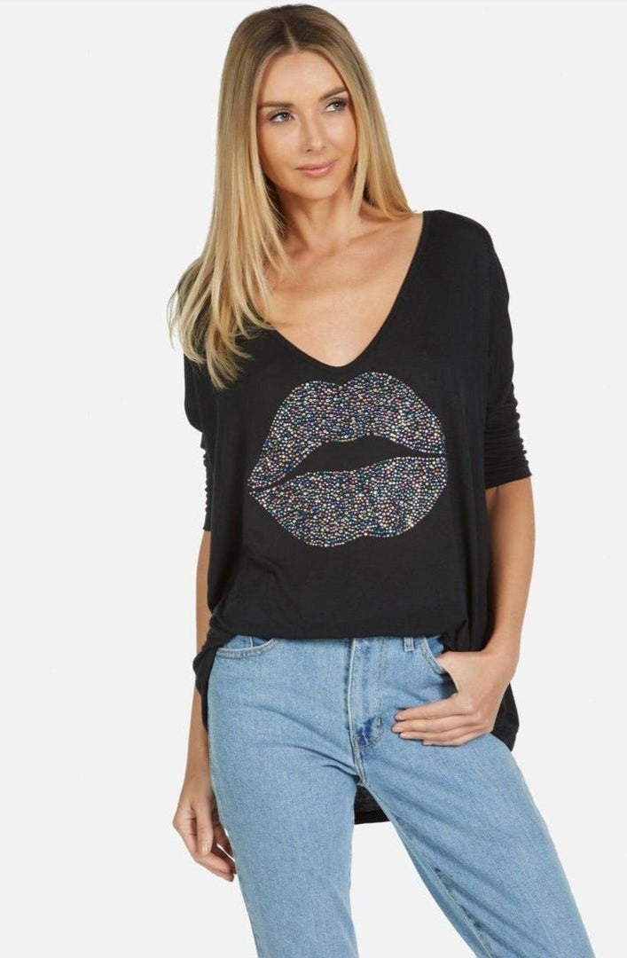 Lauren Moshi Eva Sprinkle Lip T-Shirt T-Shirt by Lauren Moshi as seen on celebrities