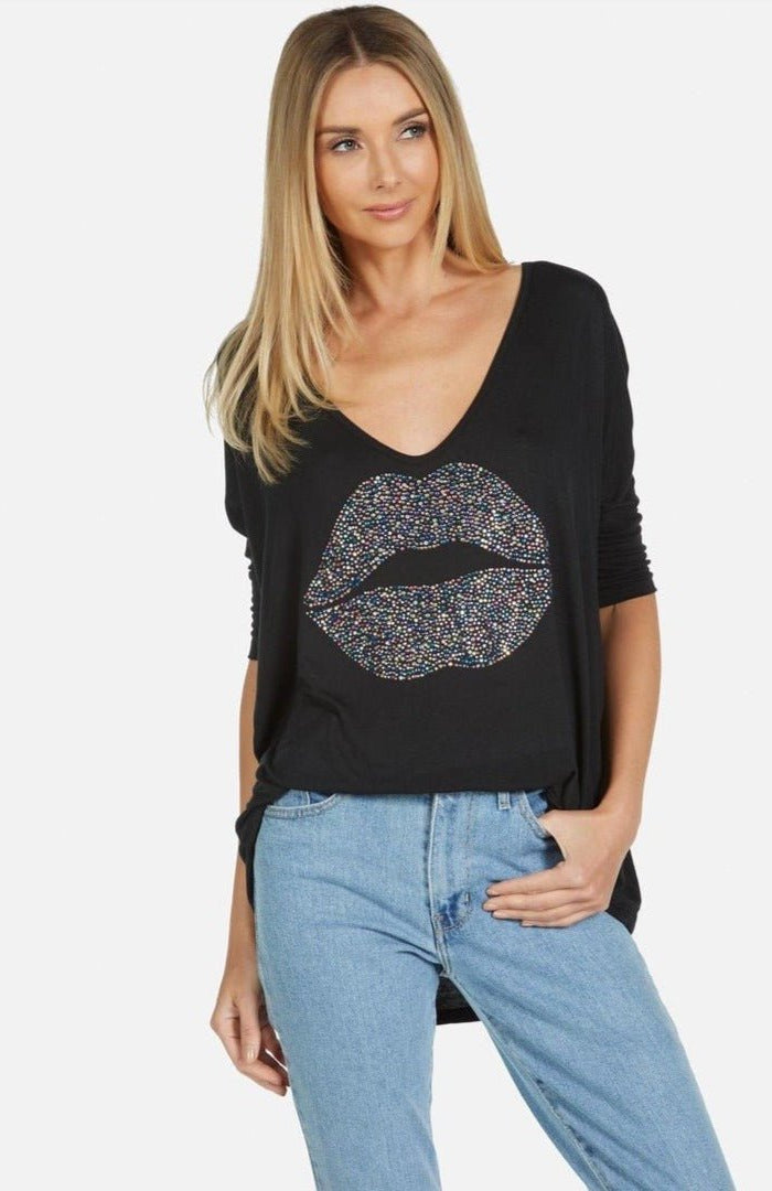 Lauren Moshi Eva Sprinkle Lip T-Shirt T-Shirt by Lauren Moshi as seen on celebrities