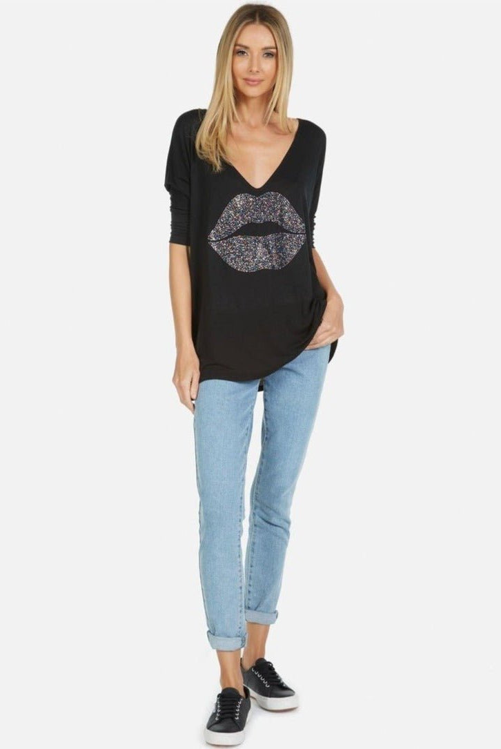 Shop Lauren Moshi Lauren Moshi Eva Sprinkle Lip T-Shirt T-Shirt for women – premium loungewear and festival fashion at Spoiled Brat