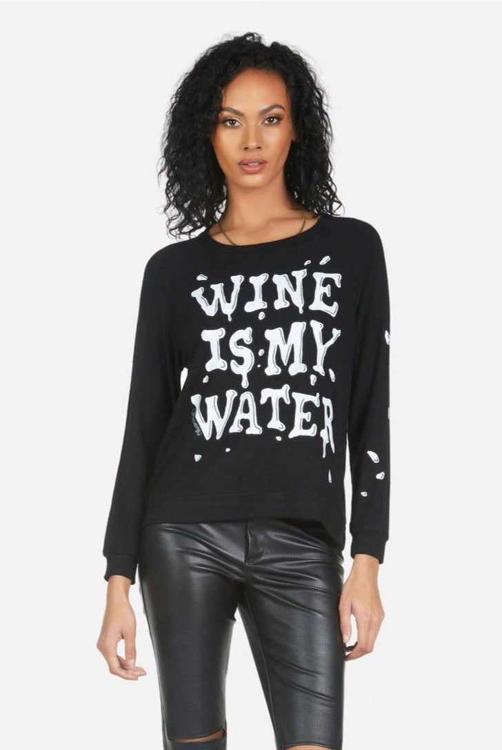 Shop Lauren Moshi Lauren Moshi Everly Wine is My Water Pullover Pullover for women – premium loungewear and festival fashion at Spoiled Brat