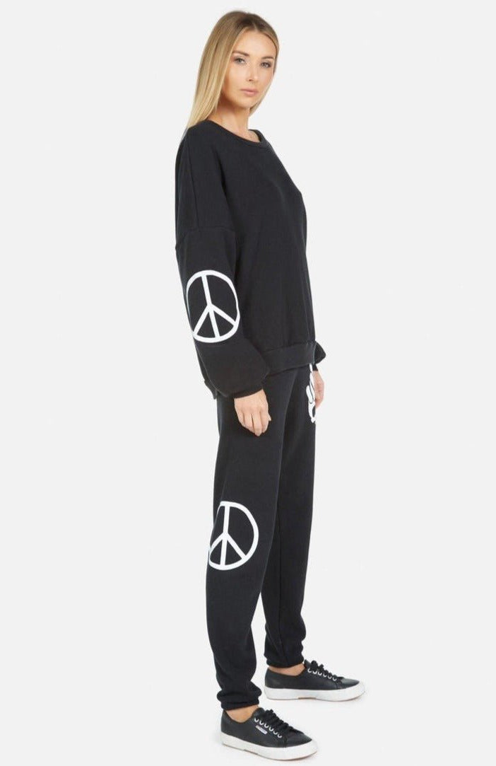 Lauren Moshi Gia Skull Peace Hand Jogger Pants Jogging Pants by Lauren Moshi as seen on celebrities