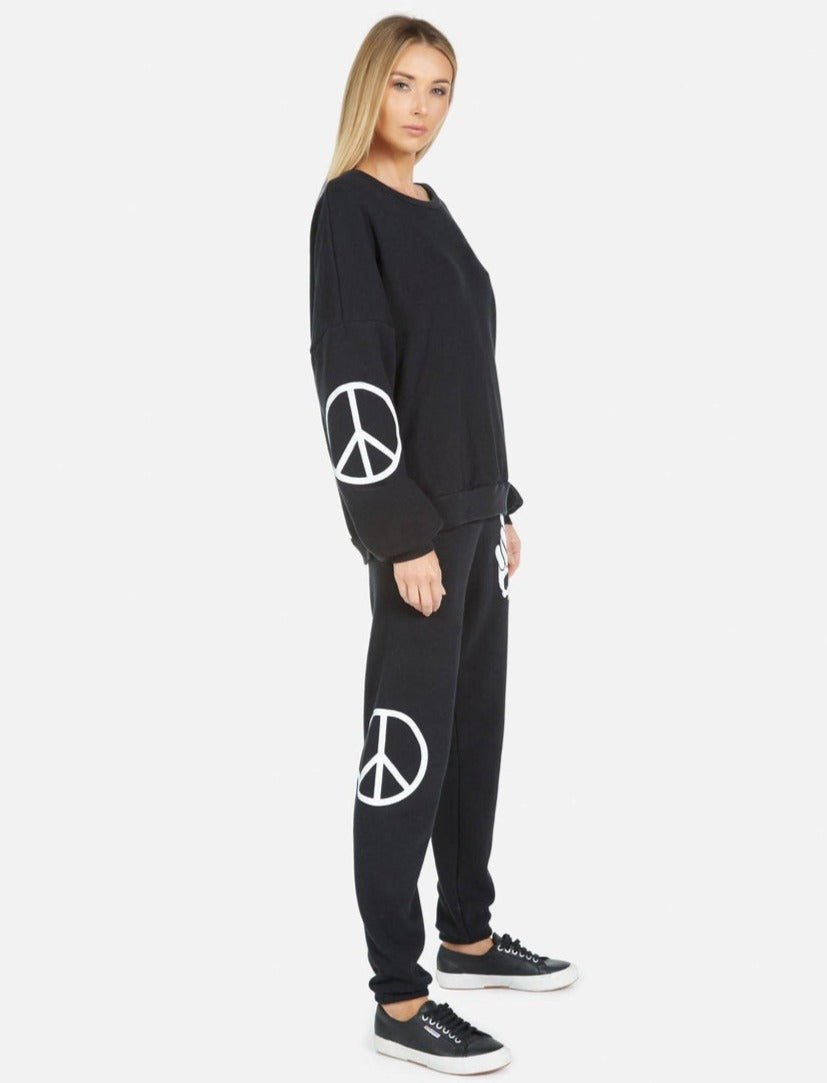 Lauren Moshi Gia Skull Peace Hand Jogger Pants Jogging Pants by Lauren Moshi as seen on celebrities