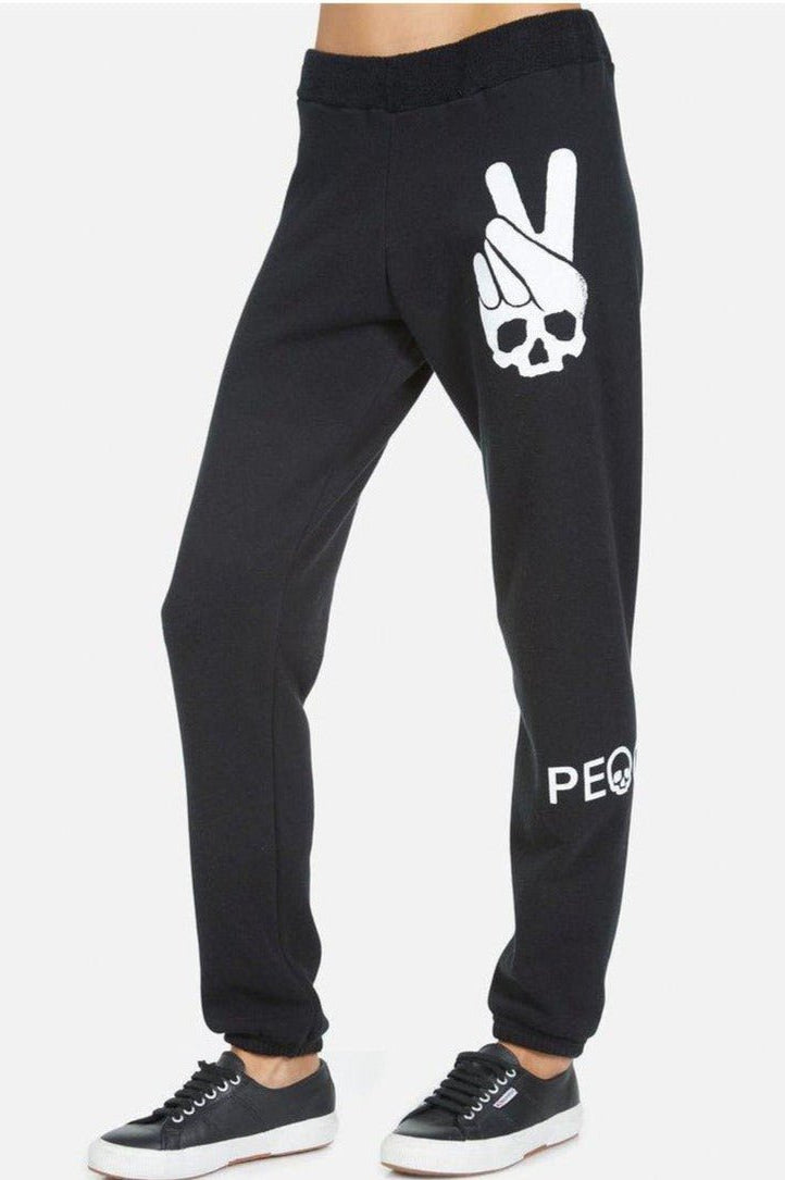 Lauren Moshi Gia Skull Peace Hand Jogger Pants Jogging Pants by Lauren Moshi as seen on celebrities