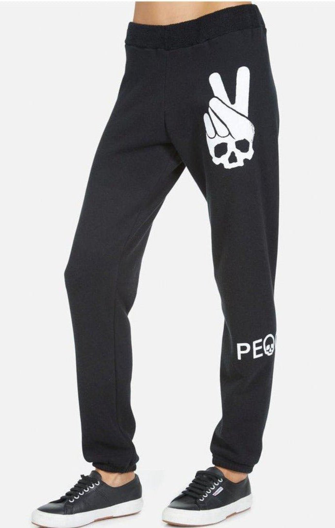 Lauren Moshi Gia Skull Peace Hand Jogger Pants Jogging Pants by Lauren Moshi as seen on celebrities