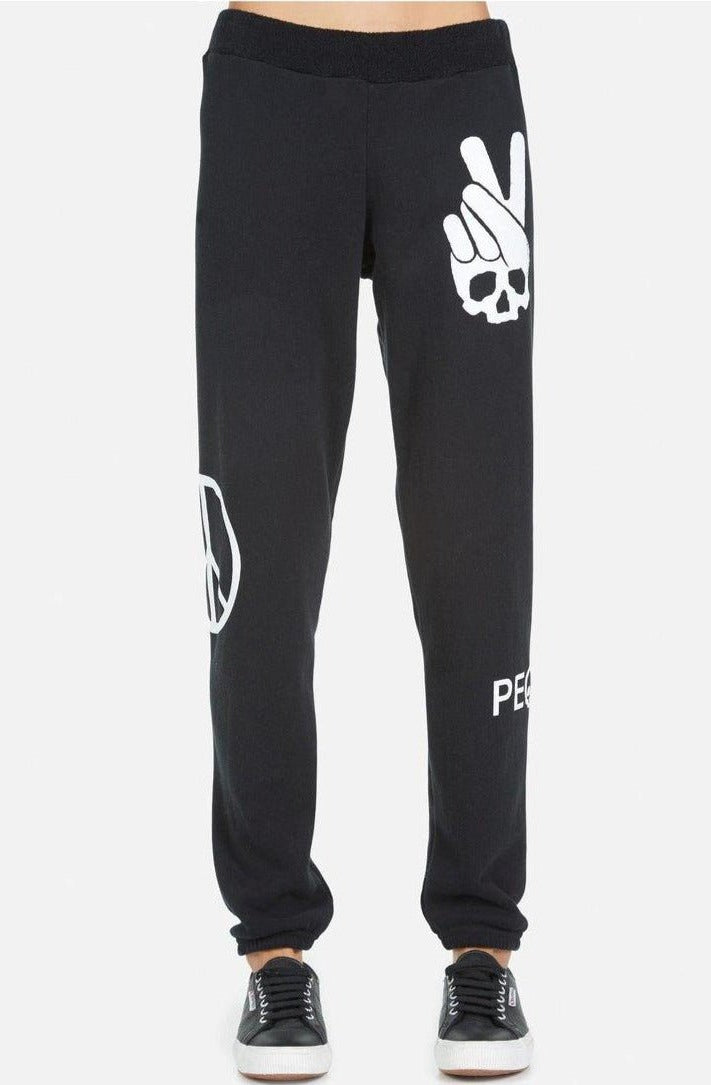 Lauren Moshi Gia Skull Peace Hand Jogger Pants Jogging Pants by Lauren Moshi as seen on celebrities