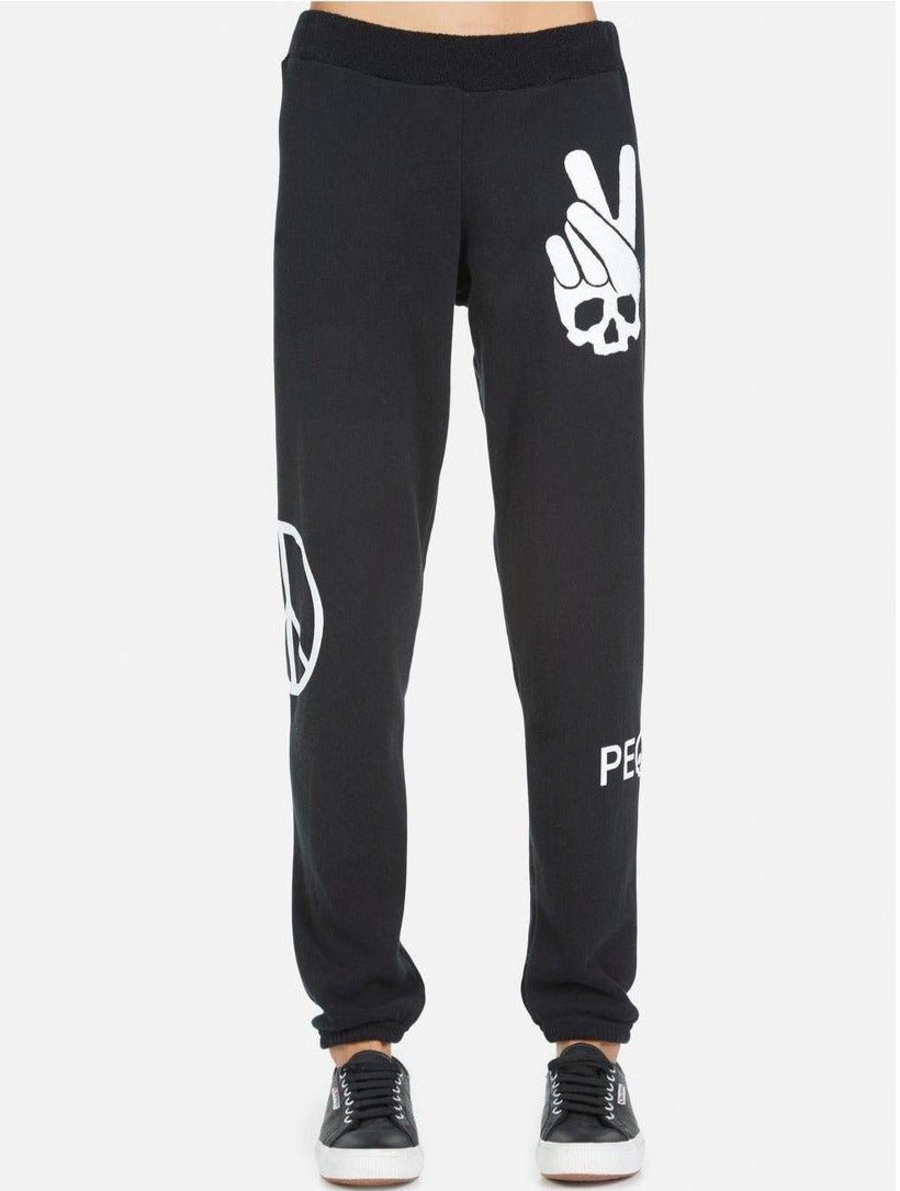 Lauren Moshi Gia Skull Peace Hand Jogger Pants Jogging Pants by Lauren Moshi as seen on celebrities