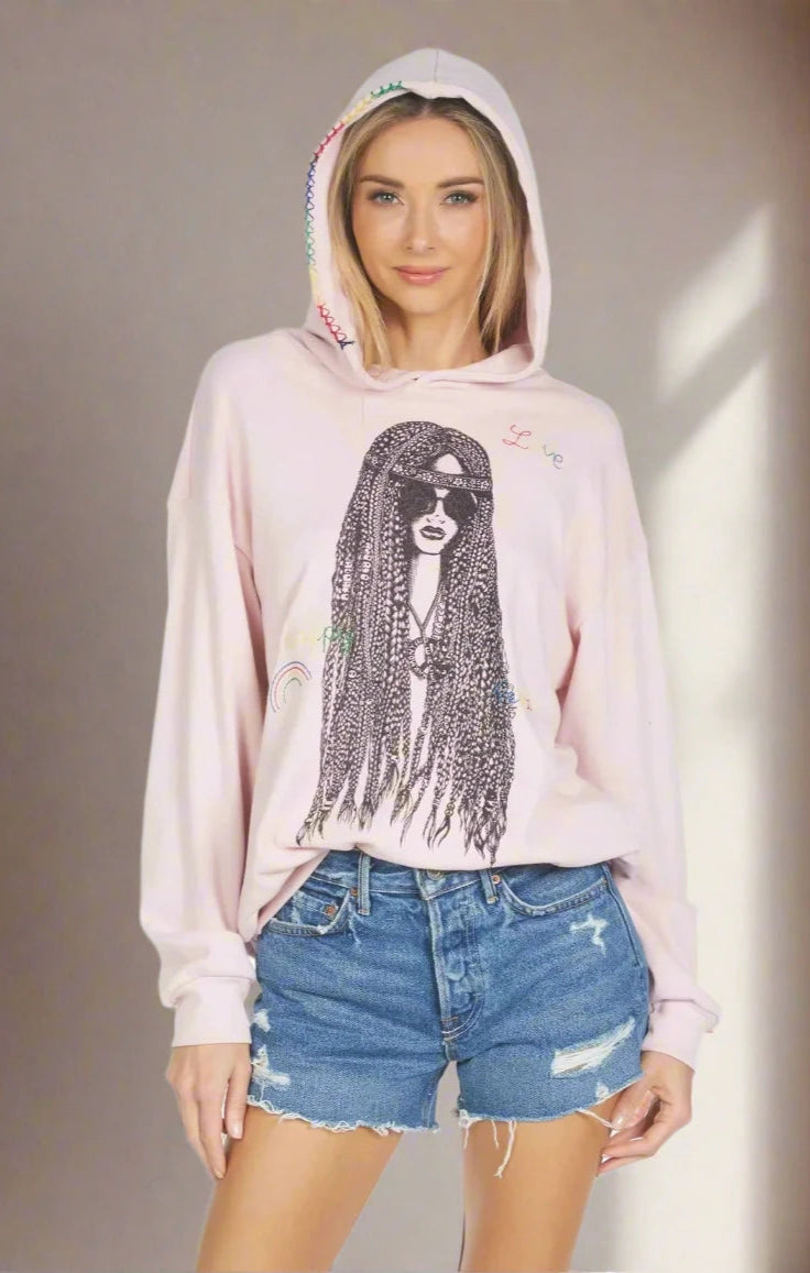 Lauren Moshi Harmony Hippie Girl Hooded Sweater Sweatshirt by Lauren Moshi as seen on celebrities