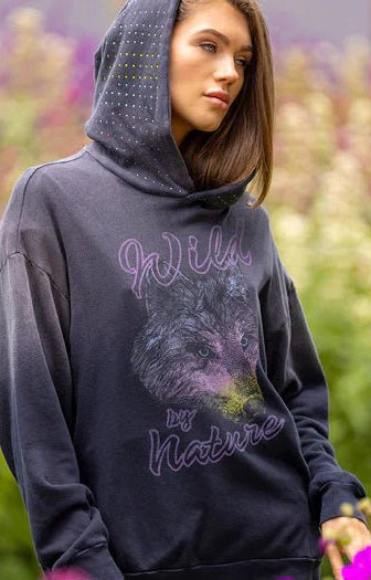 Lauren Moshi Harmony Wild Wolf Hooded Sweatshirt Sweater by Lauren Moshi as seen on celebrities