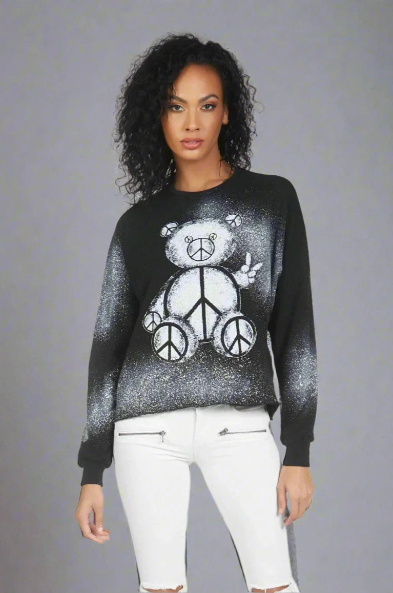 Lauren Moshi Lee Peace Teddy Crew Sweater Sweater by Lauren Moshi as seen on celebrities