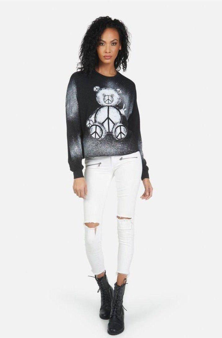 Lauren Moshi Lee Peace Teddy Crew Sweater Sweater by Lauren Moshi as seen on celebrities