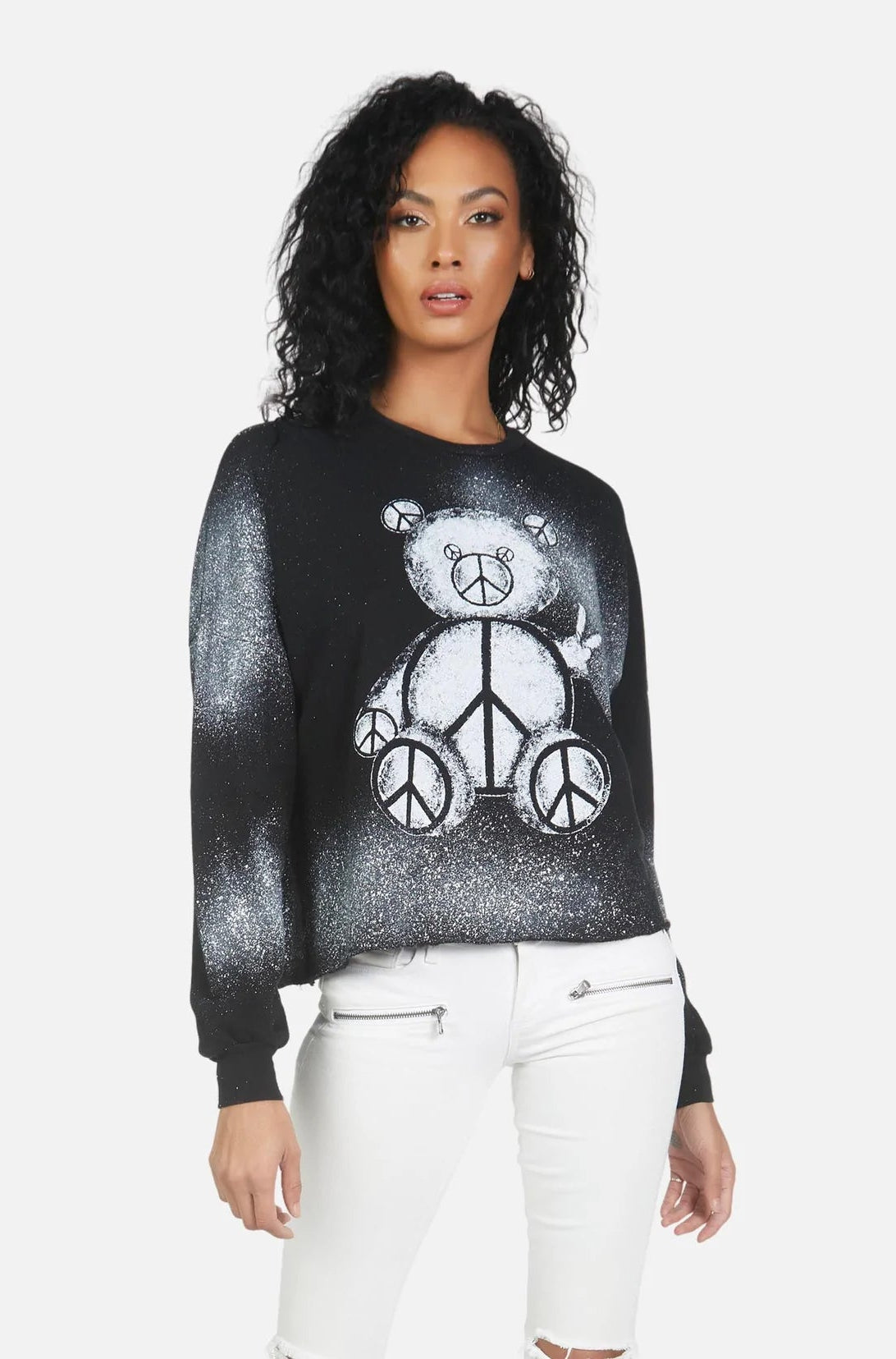 Lauren Moshi Lee Peace Teddy Crew Sweater Sweater by Lauren Moshi as seen on celebrities